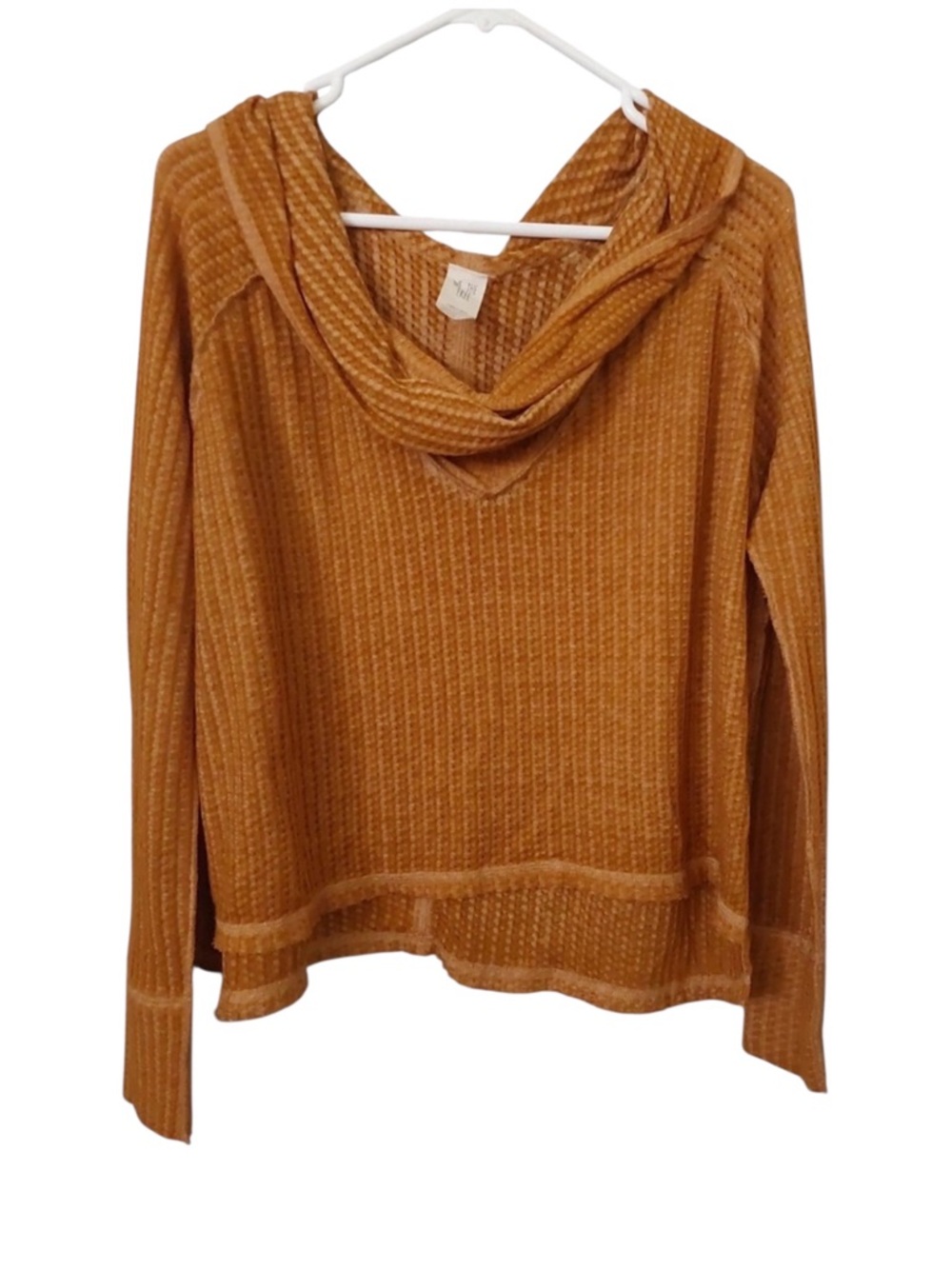 We The Free Waffle-Knit Cowl Neck Sweater - Mustard